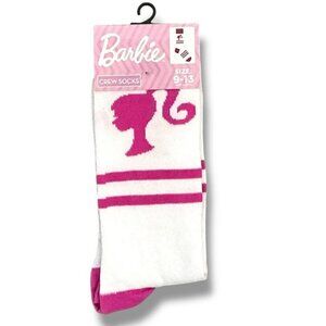Barbie Crew Socks Pink and White Adult 9-13  One Size